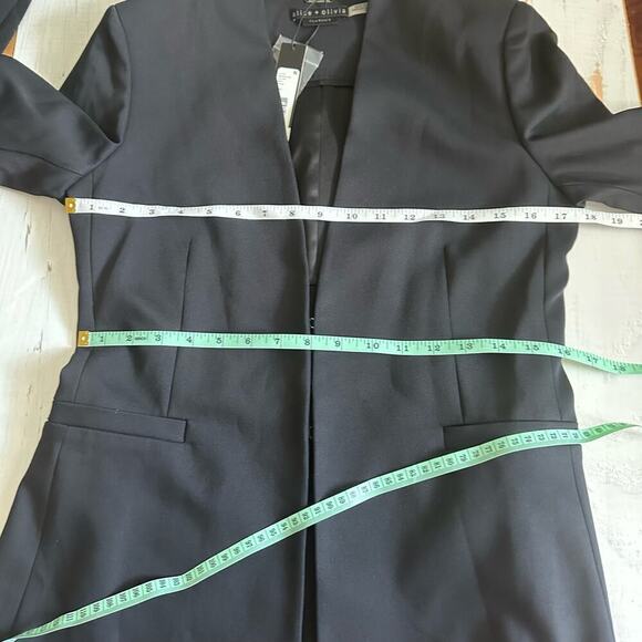 Alice + Olivia Classics Jerri Open-Front Collarless Blazer Size US 10 Black - Picture 10 of 14